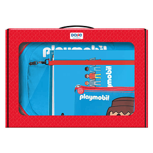 Dohe Pack Mochila, Carpeta y Portatodo Playmobil - Maletin Regalo 365x515x105mm - Carpeta A4 Recambio - Mochila 3 Compartimentos Grande - Portatodo Tr