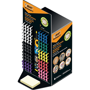 Bic Intensity Expositor de 120 Marcadores de Pintura - Punta Media - Tinta con Base de Agua - 98% de Materiales Reciclados - Colores Vivos Surtidos