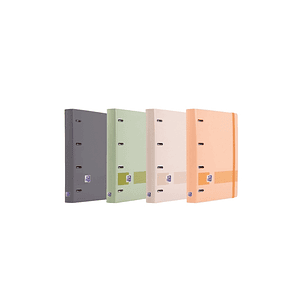 Oxford Europeanbinder+ Boreal Carpeta Tamaño A4+ con Recambio de 100 Hojas Cuadricula 5x5mm - Tapa de Plastico Polyfoam - Cierre con Goma - Colores Su