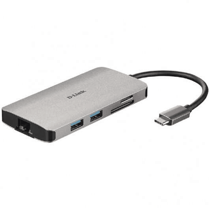 D-Link Hub USB-C 8 en 1 Lector SD, MicroSD, HDMI 4K, USB-C, RJ45, 3x USB 3.0 1