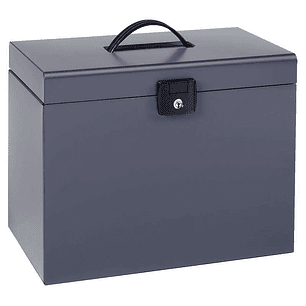Esselte Maletin Home-Box A4 Metalico - 5 Carpetas - Asa y Cerradura con Llave - Color Gris Antracita