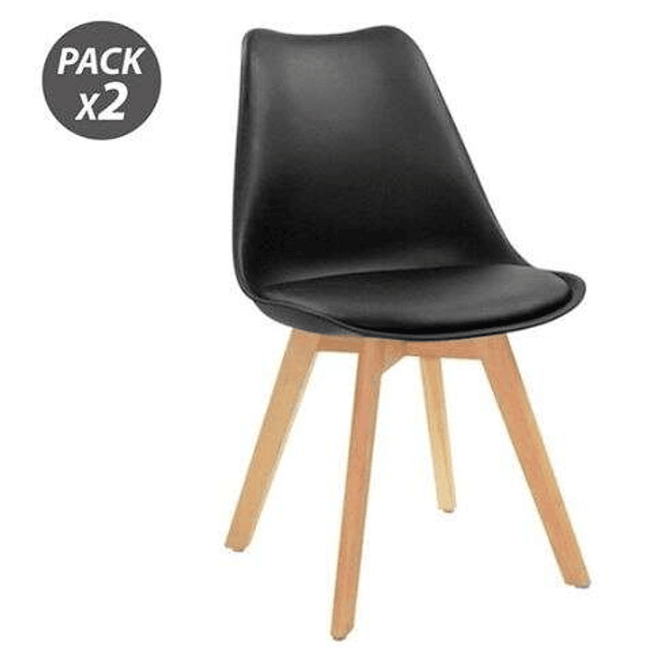 Muvip Design D200 Pack de 2 Sillas Multifuncionales - Asiento Acolchado - Patas de Madera - Uso en Interior - Ideal para Sala de Espera, Comedor, Coci 1