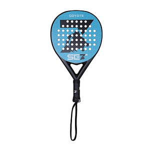 Set Coyote Pala de Padel - Forma Redonda - Marco y Cara 100% Fibra de Vidrio - Nucleo Goma Black Eva XtraSoft