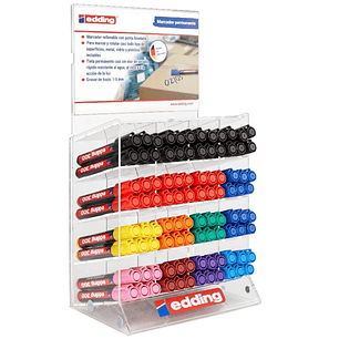 Edding 330 Expositor con 96 Rotuladores Permanentes - Punta Biselada - Trazo entre 1 y 5 mm. - Tinta casi Inodora - Capuchon con Clip - Secado Rapido 