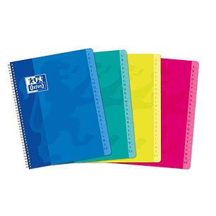 Oxford Classic A5+ Cuaderno con Espiral Tapa Blanda - 90 Hojas - Cuadricula 5x5 - Colores Surtidos