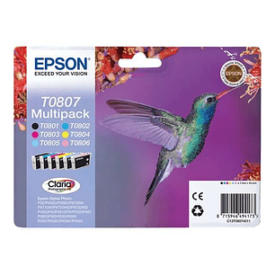 Epson T0807 Pack de 6 Cartuchos de Tinta Originales - C13T08074011