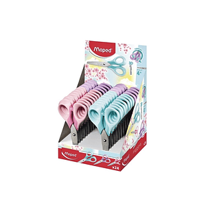 Maped Sensoft Tijera Escolar Punta Redonda 13cm - Hojas de Acero Inoxidable - Mango de Plastico Simetrico - Colores Pastel Surtidos