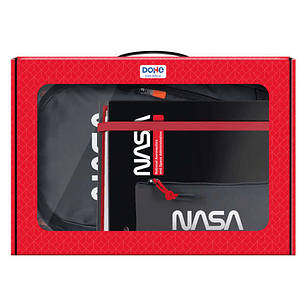 Dohe Pack Mochila, Carpeta y Portatodo Nasa Black - Maletin Regalo 365x515x105mm - Carpeta A4 Recambio - Mochila 3 Compartimentos Grande - Portatodo T