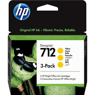 HP 712 Amarillo Pack de 3 Cartuchos de Tinta Originales - 3ED79A