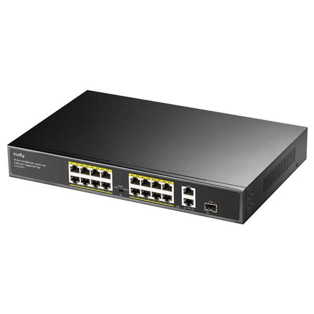 Cudy FS1018PS1 Switch Gigabit de 16 Puertos de 10/100 Mbits con 2GbE y 1 Puerto SFP 1