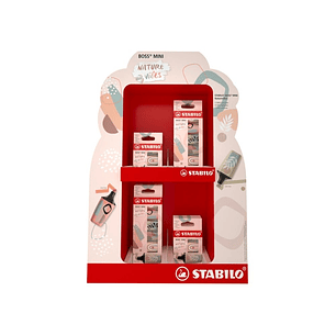 Stabilo Boss Mini Naturevibes Expositor con 8 Packs de 6 Marcadores Fluorescentes + 8 Packs de 3 Marcadores Fluorescentes - Trazo entre 2 y 5mm - Tint