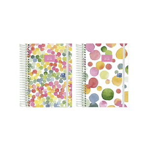 Oxford Joy Agenda Escolar 25/26 Espiral Dia Pagina - Tamaño 8º - Tapa Extradura - Esquinas Microperforadas - Espacio para Notas - Cierre con Goma - Di