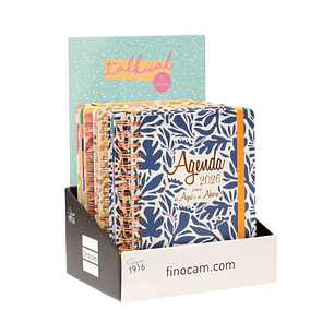 Finocam Talkual Expositor con 6 Agendas de Espiral Surtidas en Catalan - Anual 2026 - Tapa Dura - Cierre de Goma - Semana Vista Horizontal - Color Sur