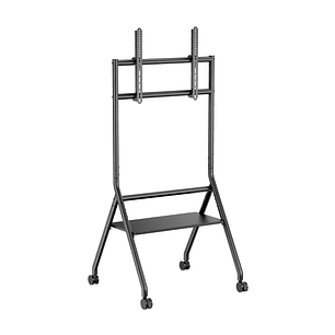 Aisens Soporte de Suelo ECO con Rueda - 1 Bandeja para Pantalla Interactiva/TV 80kg de 37-86 - Color Negro