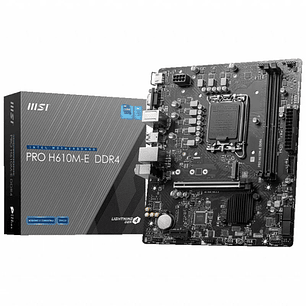 MSI Pro H610M-E Placa Base Intel  LGA 1700 2x DDR4 - HDMI, VGA, 4x Sata III, RJ-45, USB 2.0/3.2, MicroATX