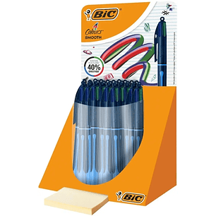 Bic 4 Colours Smooth Drop Expositor de 30 Boligrafos de Bola Retractil - Punta Media de 1.0mm - Escritura un 40% mas Suave - 4 Colores