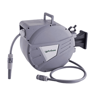 Sungarden SG0165 Manguera 20 Metros - Recogedor Automatico con Guia - Funcion de Retraccion Lenta - Soporte Para Instalacion en Pared - Giro 180 - Col