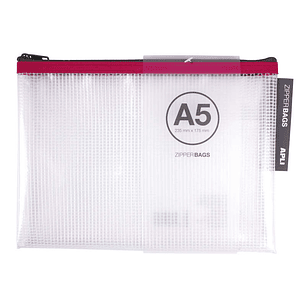 Apli Sobres Porta-Todo de Goma Eva Transparente - Tamaño A5 (235x175mm) - Suaves, Resistentes y Duraderos - Cierre de Cremallera - Colores Surtidos