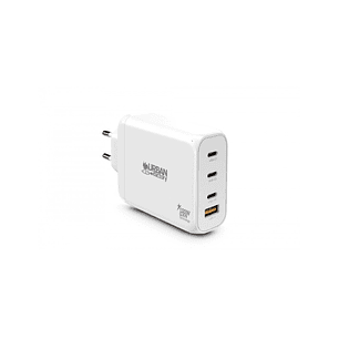 Urban Factory Powee Cargador USB-C GaN de 100W - 3 Puertos USB-C de 65W + 1 Puerto USB-A de 18W - Carga Rapida - Color Blanco