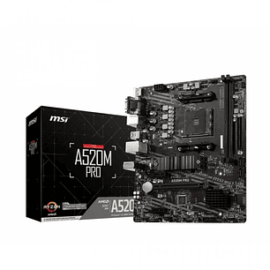 MSI Placa Base A520M PRO AM4 2xDDR4 - HDMI, VGA, DP, M.2, USB3.2, MicroATX