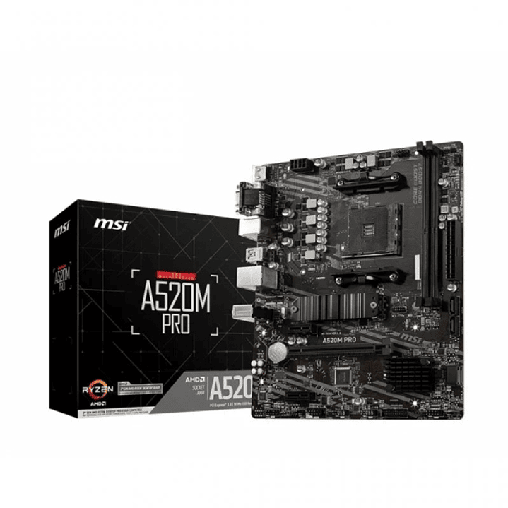 MSI Placa Base A520M PRO AM4 2xDDR4 - HDMI, VGA, DP, M.2, USB3.2, MicroATX 1