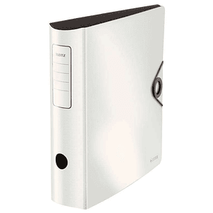 Leitz Active Solid Archivador de Palanca para formato A4 - Lomo Ancho Redondeado de 75mm - Mecanismo de 180° - Cierre con Goma Elastica - Color Blanco