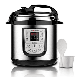 Muvip Olla a Presion Electrica - 6 Litros - 15 Programas Disponibles - 1000W - Display LED - Acero Inoxidable - Totalmente Desmontable - Control de Ti