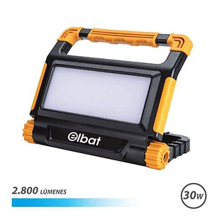 Elbat Foco Recargable 30W - Luz Fria, 6000K - 2800 Lumenes - Bateria 3.7V / 8000Mah - Recargable con Cable USB - Cable de Carga Tipo C Incluido - 3 Mo