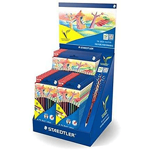 Staedtler Noris Colour 185 Expositor con 20 Estuches de 12 Lapices de Colores + 5 Estuches de 24 Lapices de Colores - Diseño Hexagonal - Colores Surti