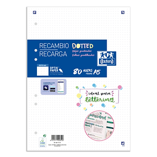Oxford School A5 Recambio Paquete Dots 80 Hojas - Papel de Alta Calidad - Puntos para Organizar tus Notas