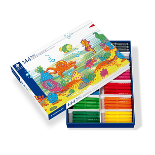 Staedtler Noris Jumbo 340 Pack de 144 Rotuladores Jumbo - Punta de Fibra - Trazo 3mm - Tapa Ventilada - Colores Surtidos