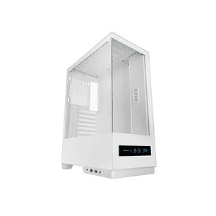 Mars Gaming MC-PULSAR Caja Torre ATX - Doble Cristal Templado - Pantalla LCD - Gestion de Cables - 453x350x196mm - Color Blanco