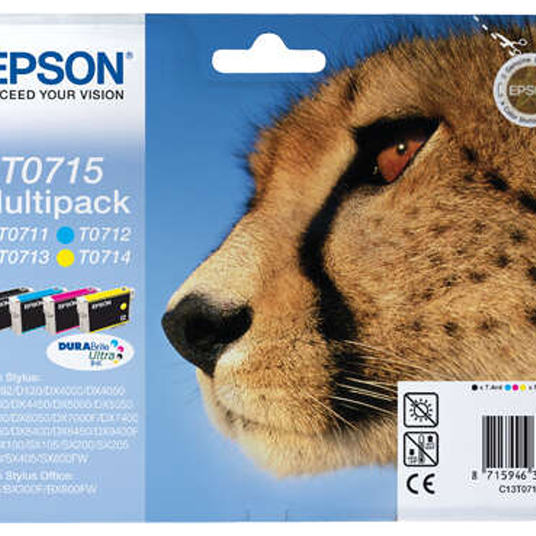 Epson T0715 Pack de 4 Cartuchos de Tinta Originales - C13T07154012 1
