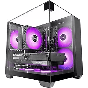 Mars Gaming MC-VISIONM Minitorre Ultracompacta - Soporte para Refrigeracion Liquida hasta 240mm - Triple Cristal Templado - Soporte MicroATX/Mini-ITX 