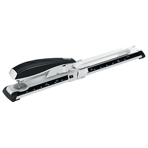 Petrus 600 Grapadora de Brazo Largo - Hasta 40 Hojas - Grapado Cerrado y Abierto - Para Grapas 22/6-8, 24/6-8 y 26/6-8 - Color Gris/Negro