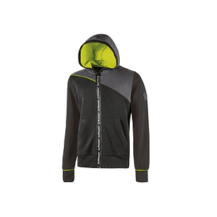 Upower Jupiter Sudadera de Trabajo - Talla S - Cierre de Cremallera Impermeable, Capucha Ajustable, Bolsillos Practicos, Piping Fluo Elastico, Protecc