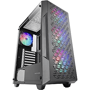 Mars Gaming MC-GEO Caja Torre ATX - 4 Ventiladores de 120mm FRGB - Rejilla Frontal Metalica - Doble Camara - 7 Ranuras de Expansion - Color Negro
