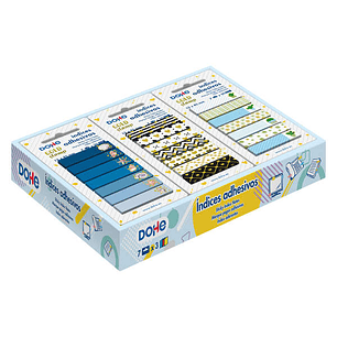 Dohe Caja Expositora de 21 Indices Adhesivos Preimpresos - 12x45mm - Motivos Estampados en Oro