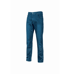 Upower Romeo Vaqueros de Trabajo Elasticos - Talla 30 - Multibolsillos, Ajuste Slim Fit, Proteccion DPI1 - Color Azul Indigo
