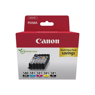 Canon PGI580/CLI581 Pack de 5 Cartuchos de Tinta Originales - 2078C007