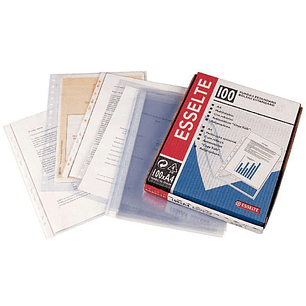 Esselte Pack de 100 Fundas Porta Documentos Multitaladro PVC - Tamaño A4 - Liso Calidad Estandar - Transparente