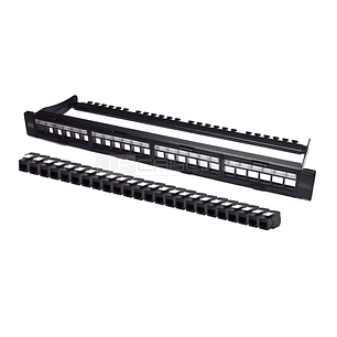 WP Patch Panel de 24 Puertos RJ45 CAT6A UTP - 1U Modular sin Herramientas - Color Negro