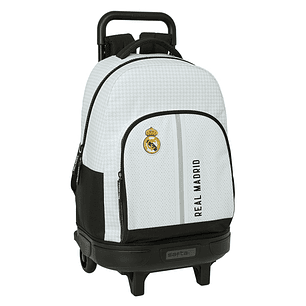Safta Real Madrid 1ª Equipacion 24/25 Mochila con Carro Integrado - Extraible para Facilitar su Limpieza - Base Reforzada - Asa Extraible - 33x45x22cm