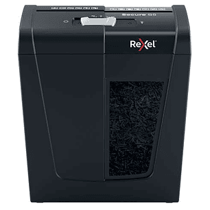 Rexel Secure S5 Destructora de Papel Manual Corte en Tiras P-2 - Destruye hasta 5 Hojas - Capacidad de la Papelera 10L - Color Negro
