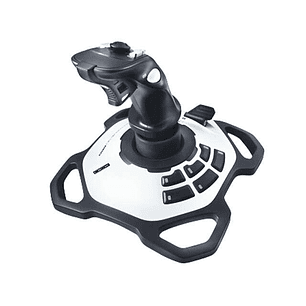 Logitech Extreme 3D Pro Joystick USB - 12 Botones Programables - Disparador Rapido - Ergonomico - Base Solida y Estable - Color Blanco/Negro