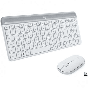 Logitech MK470 Slim Pack Inalambrico USB Teclado 12 Teclas FN + Raton 1000dpi 3 Botones - Ultafinos - Silenciosos - Uso Ambidiestro - Color Blanco