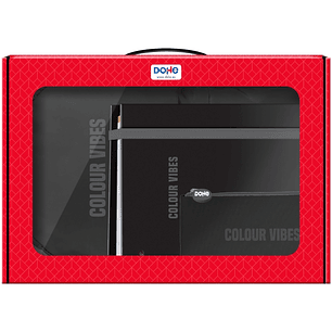 Dohe Colour Vibes Pack de Mochila + Carpeta A4 Recambio + Portatodo Triple - Todo en un Maletin Perfecto para Regalo - Color Negro