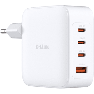 D-Link Cargador de Pared GaN de 100W - 3 USB-C y 1 USB-A - Color Blanco