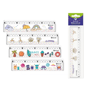 Bismark Regla 20cm con Bolitas de Colores en su Interior - Fabricada en Plastico - Ideal para Colegio - 4 Diseños Diferentes