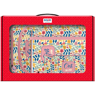 Dohe C`est la Vie Pack de Mochila + Carpeta A4 Recambio + Portatodo Triple - Todo en un Maletin Perfecto para Regalo